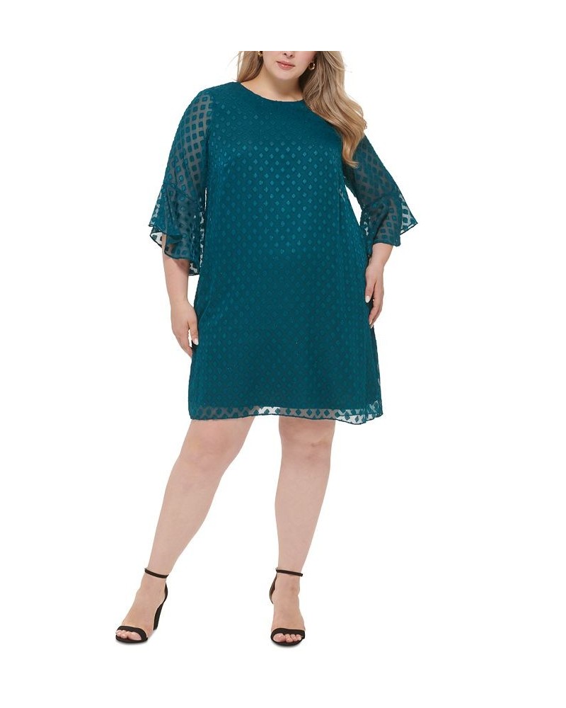 Plus Size Flutter-Sleeve A-Line Dress Emerald $24.09 Dresses