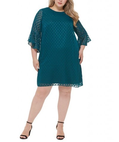 Plus Size Flutter-Sleeve A-Line Dress Emerald $24.09 Dresses