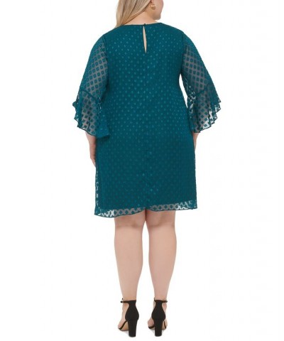 Plus Size Flutter-Sleeve A-Line Dress Emerald $24.09 Dresses