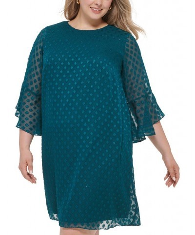 Plus Size Flutter-Sleeve A-Line Dress Emerald $24.09 Dresses