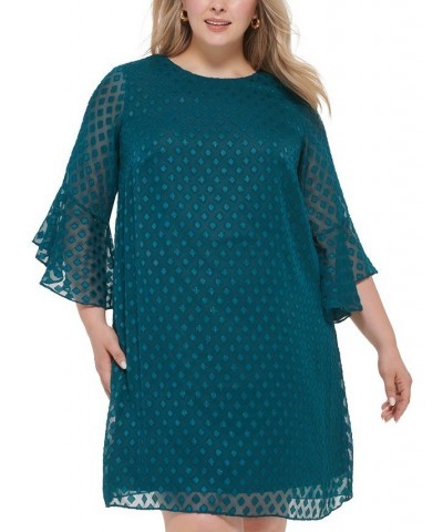 Plus Size Flutter-Sleeve A-Line Dress Emerald $24.09 Dresses