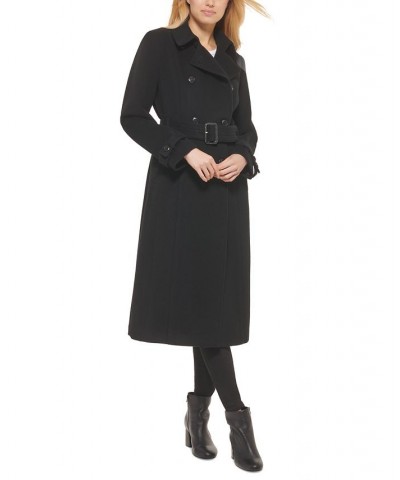 Women's Double-Breasted Belted Trench Coat Black $101.50 Coats