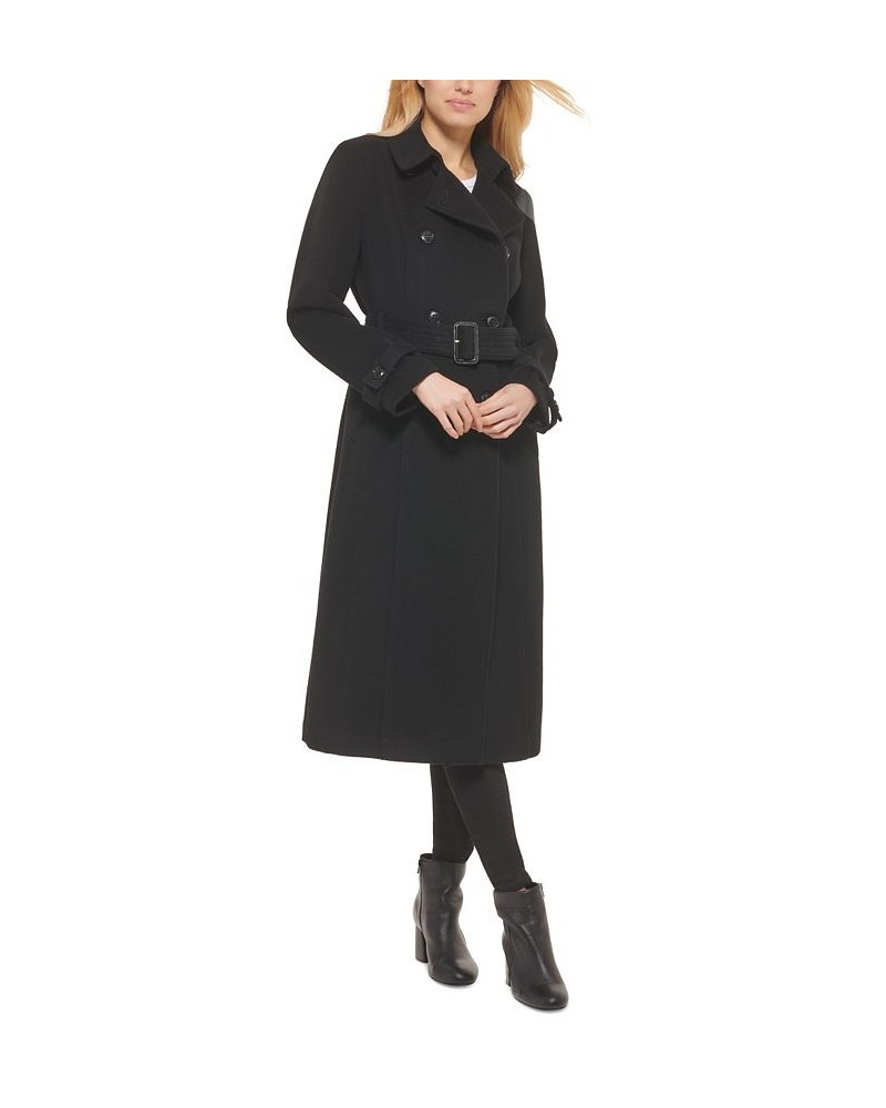 Women's Double-Breasted Belted Trench Coat Black $101.50 Coats