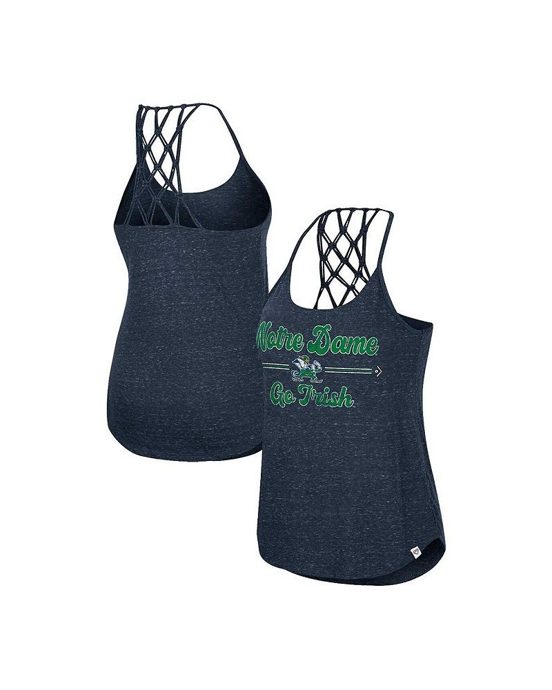 Women's Navy Notre Dame Fighting Irish Glenda Macrame Racerback Scoop Neck Tank Top Navy $18.80 Tops