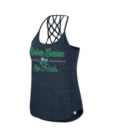 Women's Navy Notre Dame Fighting Irish Glenda Macrame Racerback Scoop Neck Tank Top Navy $18.80 Tops