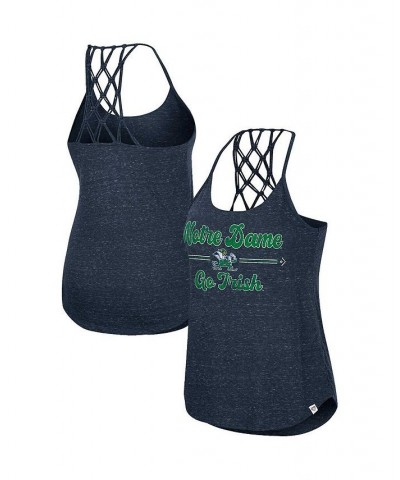 Women's Navy Notre Dame Fighting Irish Glenda Macrame Racerback Scoop Neck Tank Top Navy $18.80 Tops