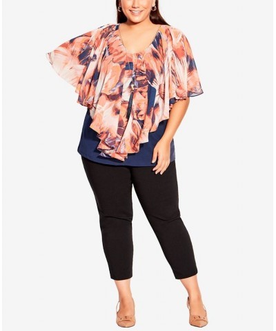 Plus Size Mira Overlay Print Top Orange Flower $37.50 Tops