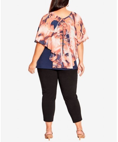 Plus Size Mira Overlay Print Top Orange Flower $37.50 Tops