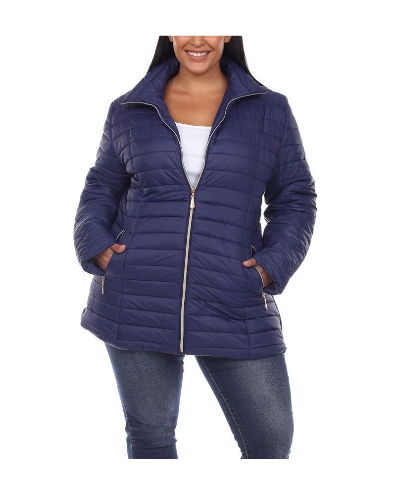 Plus Size Puffer Coat Blue $47.04 Coats