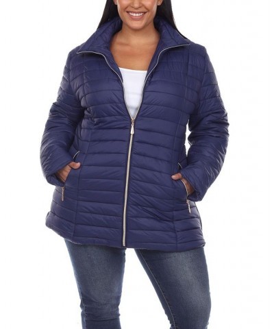 Plus Size Puffer Coat Blue $47.04 Coats