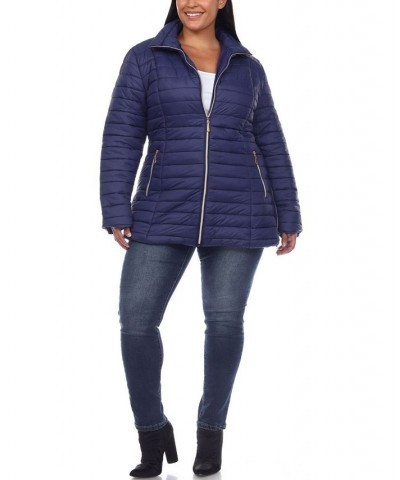 Plus Size Puffer Coat Blue $47.04 Coats