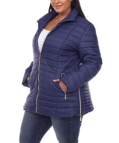 Plus Size Puffer Coat Blue $47.04 Coats