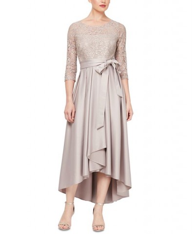 Sequined-Bodice High-Low Gown Tan/Beige $67.89 Dresses