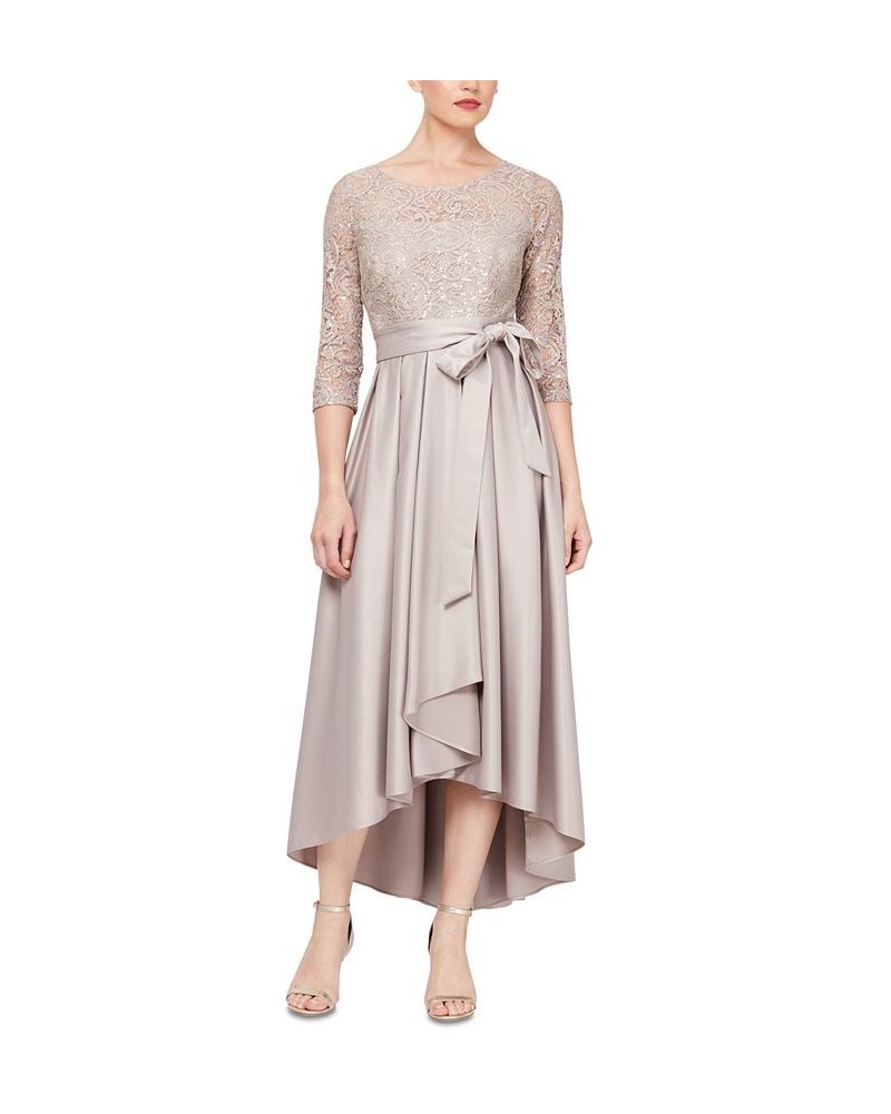 Sequined-Bodice High-Low Gown Tan/Beige $67.89 Dresses