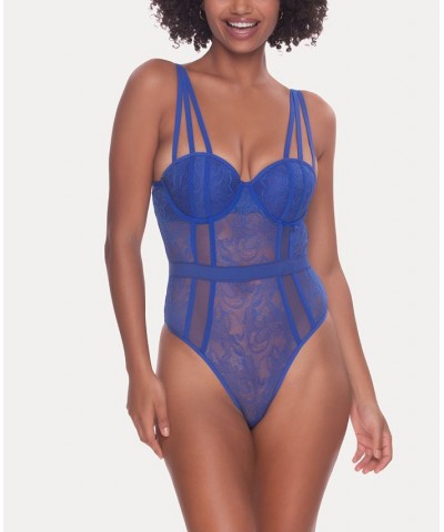 Women's Anika Lace Bodysuit Blue $24.75 Lingerie