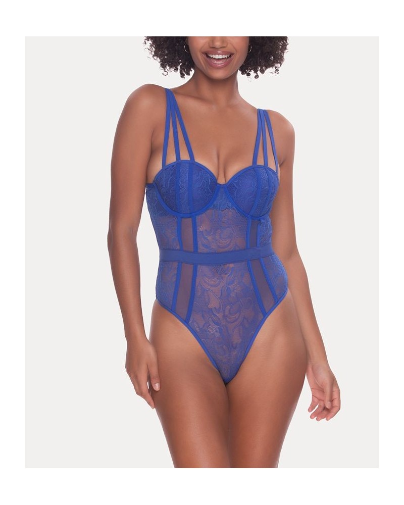 Women's Anika Lace Bodysuit Blue $24.75 Lingerie