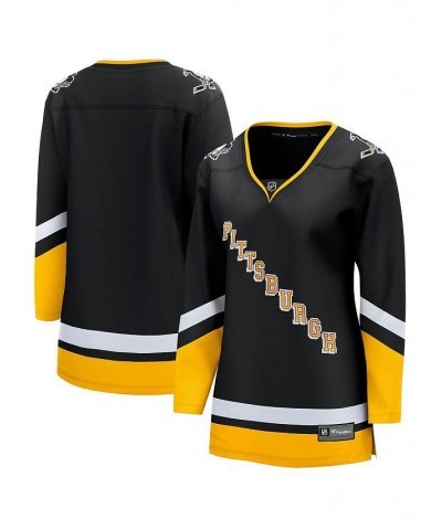 Women's Branded Black Pittsburgh Penguins 2021/22 Alternate Premier Breakaway Jersey Black $41.20 Jersey