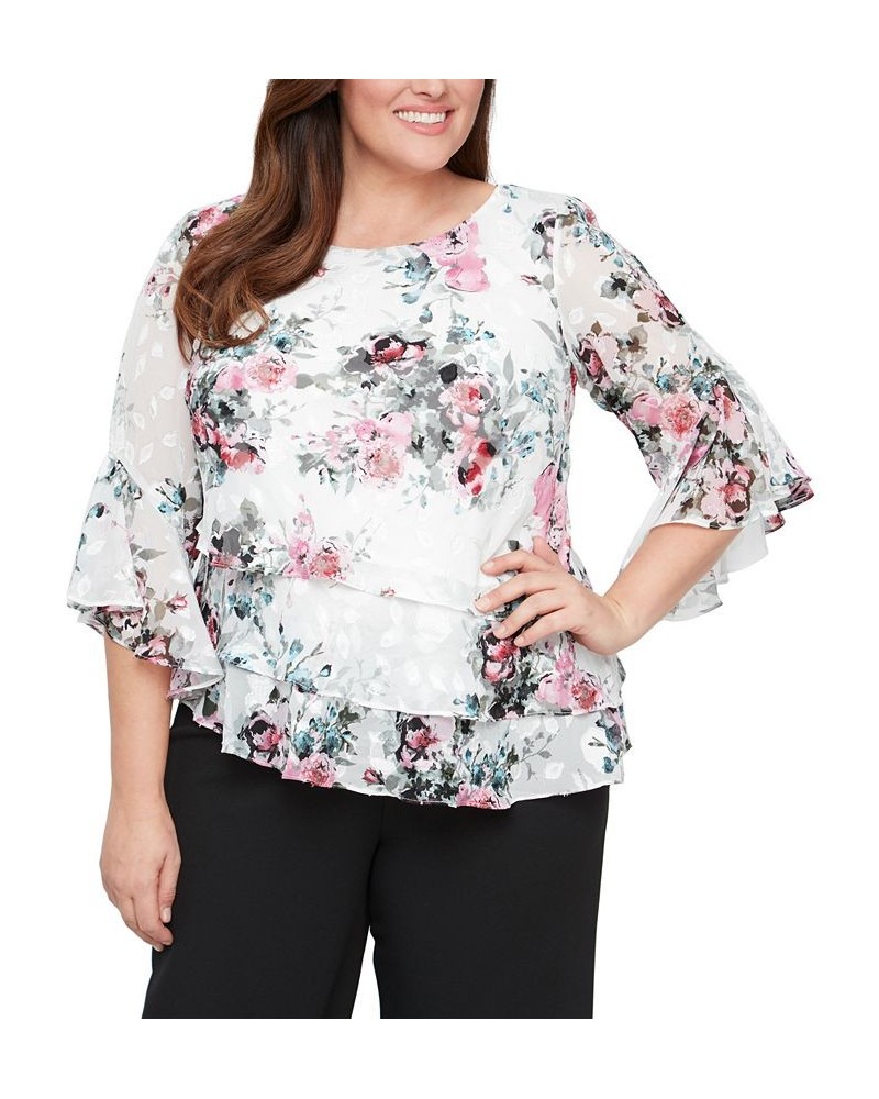 Plus Size Floral-Print Blouse Ivory/Pink $73.14 Tops