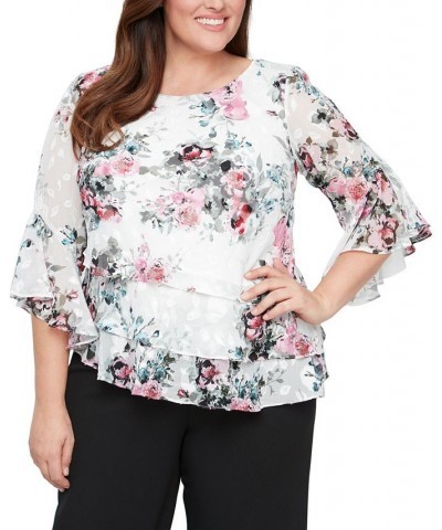 Plus Size Floral-Print Blouse Ivory/Pink $73.14 Tops