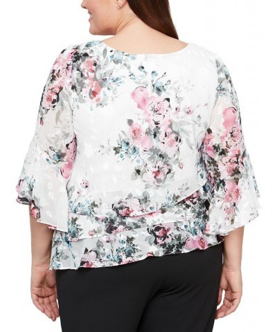 Plus Size Floral-Print Blouse Ivory/Pink $73.14 Tops