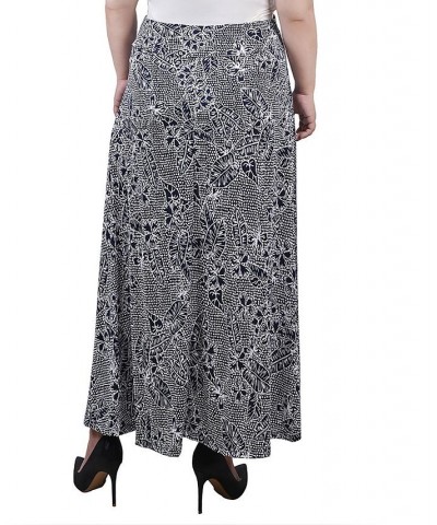 Plus Size Maxi A-Line Skirt with Front Faux Belt Navy Mykonosflora $13.06 Skirts