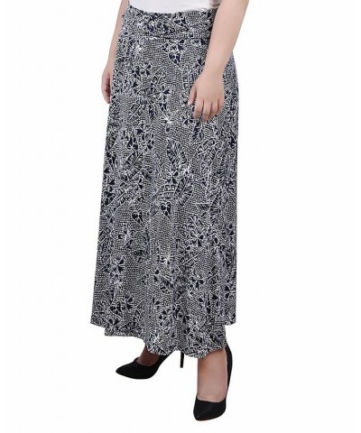 Plus Size Maxi A-Line Skirt with Front Faux Belt Navy Mykonosflora $13.06 Skirts