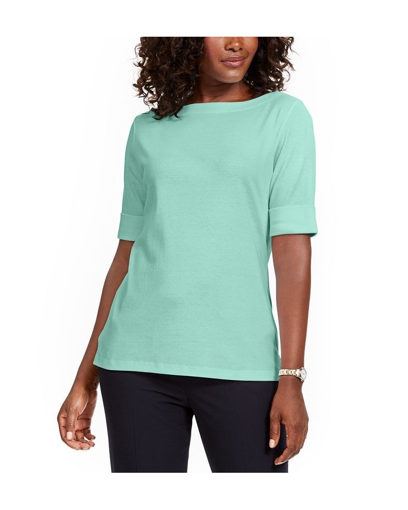 Cotton Boat-Neck Top Mint Condition $11.99 Tops