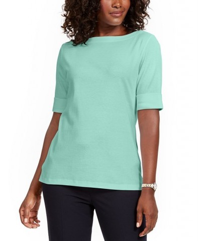 Cotton Boat-Neck Top Mint Condition $11.99 Tops