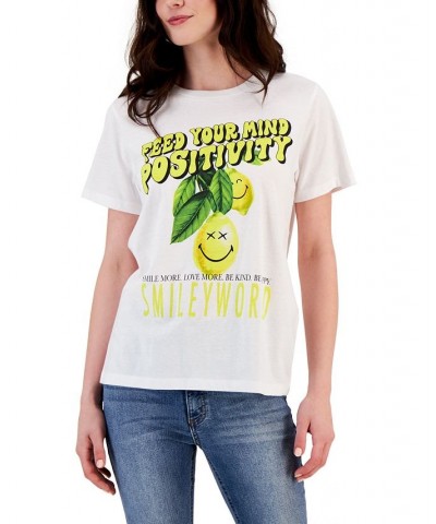 Juniors' Positivity Lemon Short-Sleeve Graphic T-Shirt White $11.01 Tops