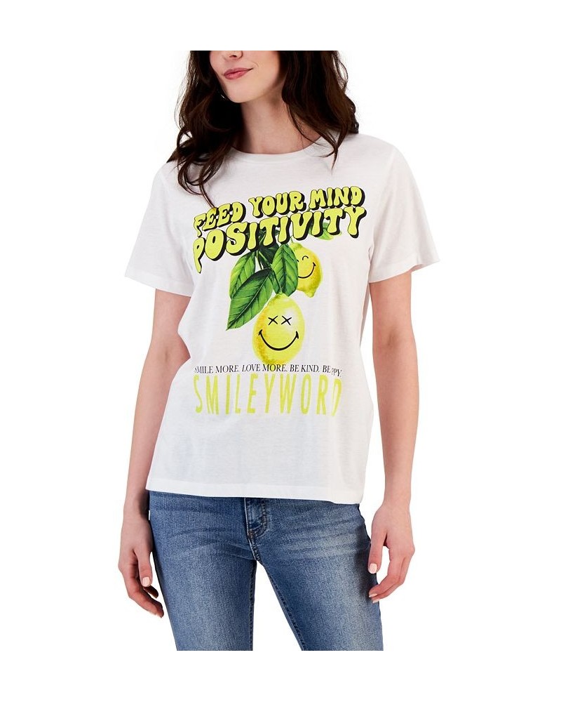 Juniors' Positivity Lemon Short-Sleeve Graphic T-Shirt White $11.01 Tops