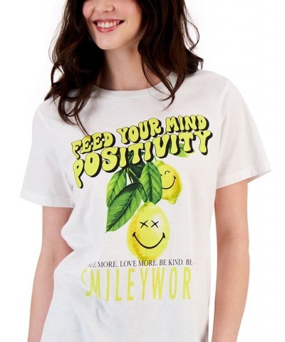 Juniors' Positivity Lemon Short-Sleeve Graphic T-Shirt White $11.01 Tops