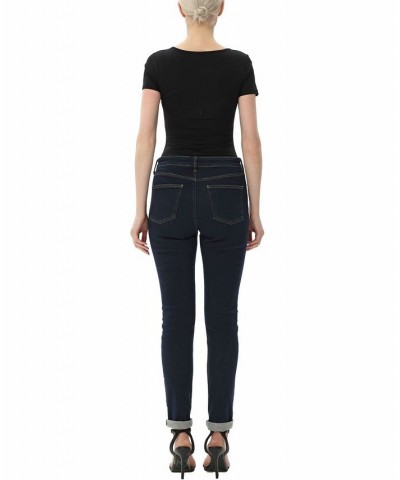 Women's Square Neck Basic Bodysuit Top Black $26.46 Tops