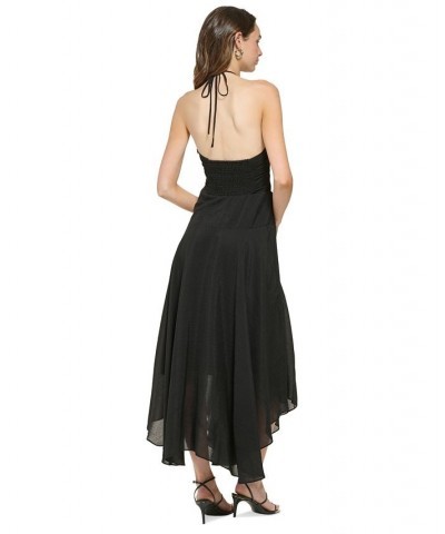 Women's V-Neck Sleeveless Asymmetrical-Hem Dress Black $49.17 Dresses