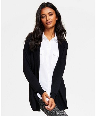 Women's Cardigan Shirt & Jacquard Skinny Pants Black $24.17 Pants