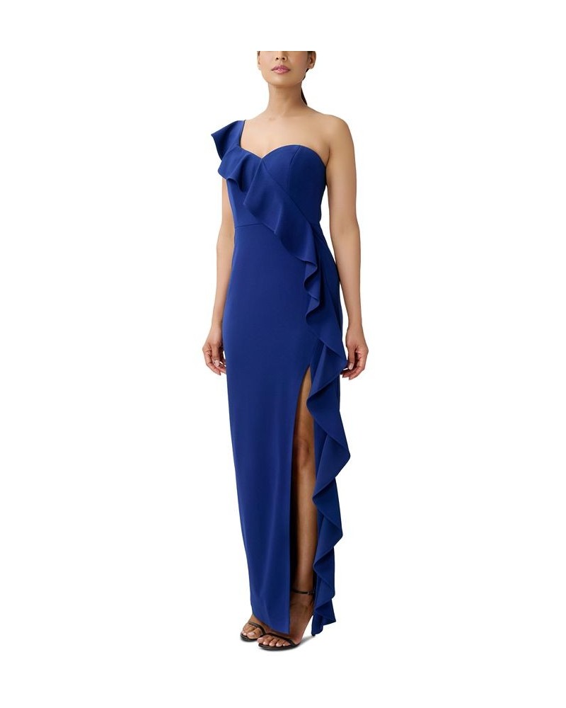 Women's One-Shoulder Ruffled Gown Royal Sapphire $51.36 Dresses