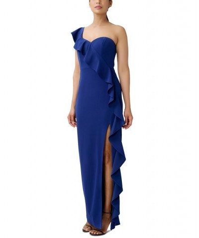 Women's One-Shoulder Ruffled Gown Royal Sapphire $51.36 Dresses