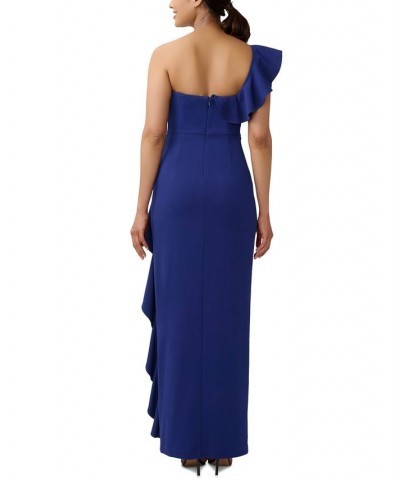 Women's One-Shoulder Ruffled Gown Royal Sapphire $51.36 Dresses