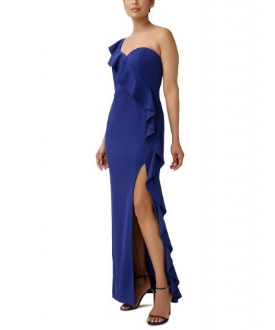 Women's One-Shoulder Ruffled Gown Royal Sapphire $51.36 Dresses