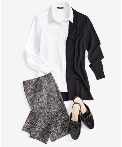 Women's Cardigan Shirt & Jacquard Skinny Pants Black $24.17 Pants