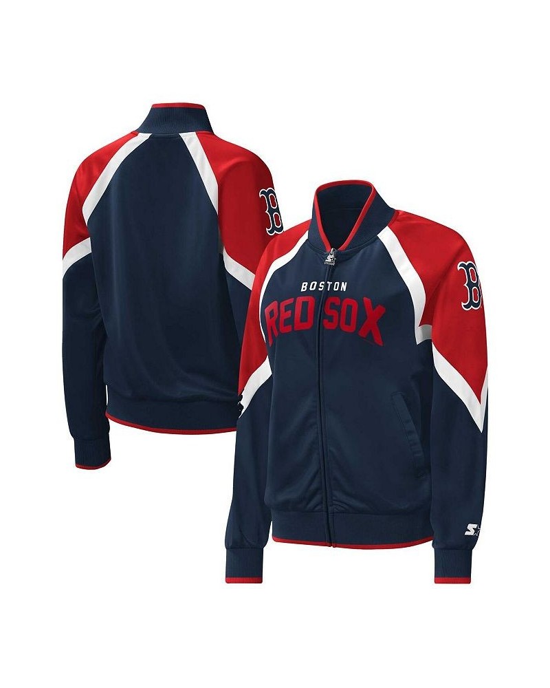 Women's Navy Boston Red Sox Touchdown Raglan Full-Zip Track Jacket Navy $46.92 Jackets