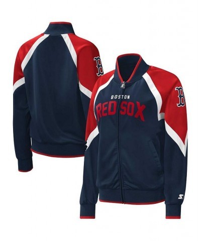 Women's Navy Boston Red Sox Touchdown Raglan Full-Zip Track Jacket Navy $46.92 Jackets