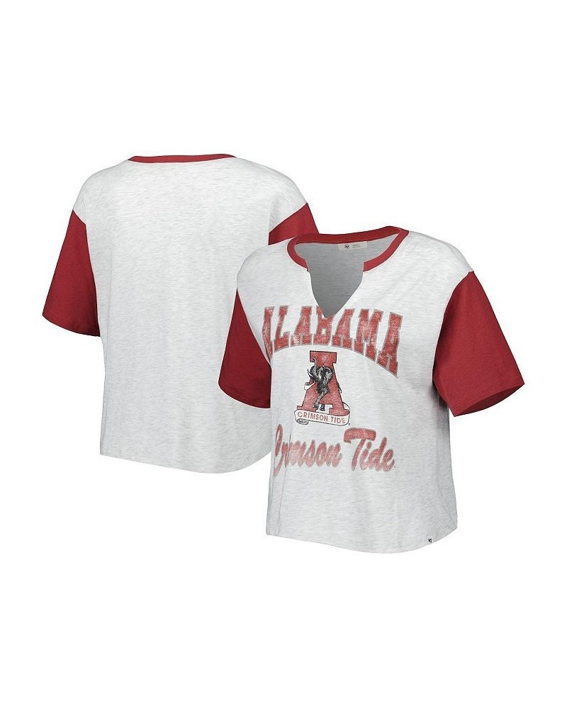 Women's White Crimson Alabama Crimson Tide Dolly Cropped V-Neck T-shirt White, Crimson $24.43 Tops