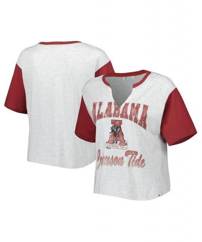 Women's White Crimson Alabama Crimson Tide Dolly Cropped V-Neck T-shirt White, Crimson $24.43 Tops