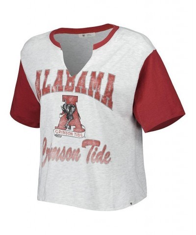 Women's White Crimson Alabama Crimson Tide Dolly Cropped V-Neck T-shirt White, Crimson $24.43 Tops