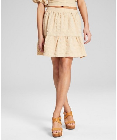 Women's Tiered Pull-On Mini Skirt Tan/Beige $19.60 Skirts