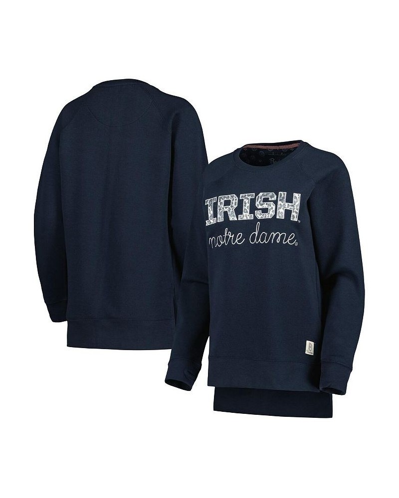 Women's Navy Notre Dame Fighting Irish Steamboat Animal Print Raglan Pullover Sweatshirt Navy $32.90 Sweatshirts