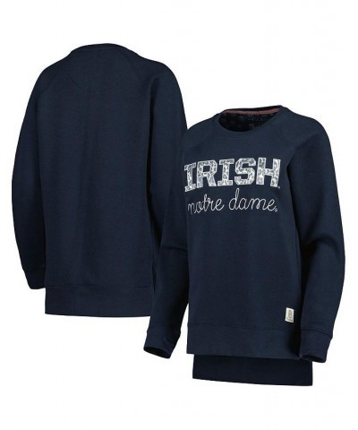 Women's Navy Notre Dame Fighting Irish Steamboat Animal Print Raglan Pullover Sweatshirt Navy $32.90 Sweatshirts