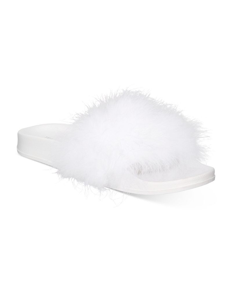 Women's Marabou Pool Slides White $12.10 Shoes