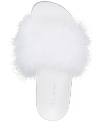 Women's Marabou Pool Slides White $12.10 Shoes