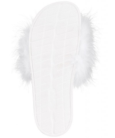 Women's Marabou Pool Slides White $12.10 Shoes